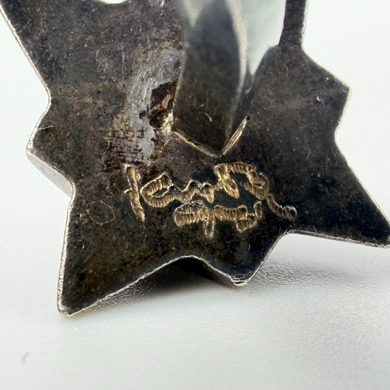 Mid Century Signed Hand Crafted Silver And Garnet Cufflinks