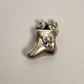 Authentic Pandora Santa's Stocking Charm - Sterling Christmas 791038 Retired