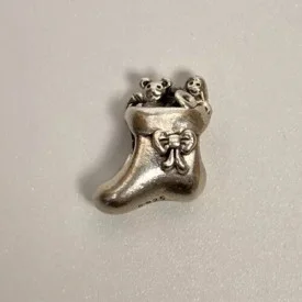 Authentic Pandora Santa's Stocking Charm - Sterling Christmas 791038 Retired