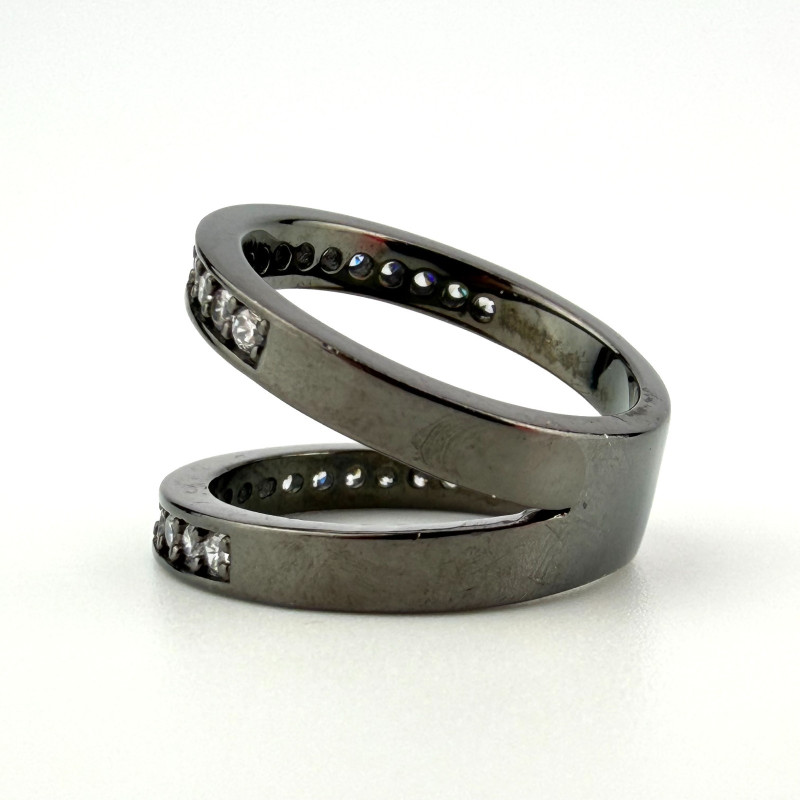 Black Rhodium 925 Silver Cubic Zirconia Half Eternity Band Ring Sz 6