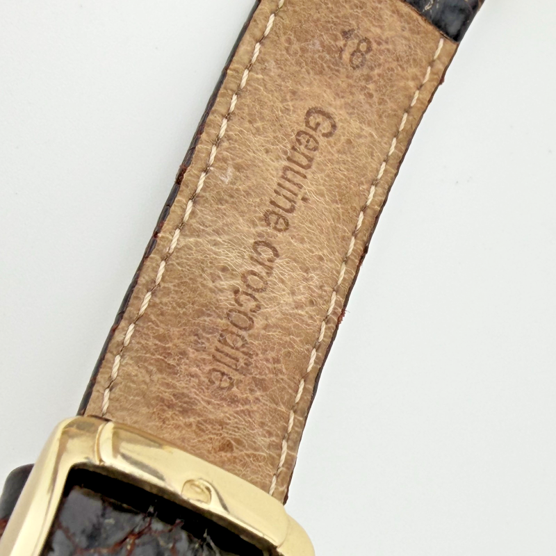 Vintage Omega 14K Gold 28mm Square Quartz Watch Brown Leather Strap
