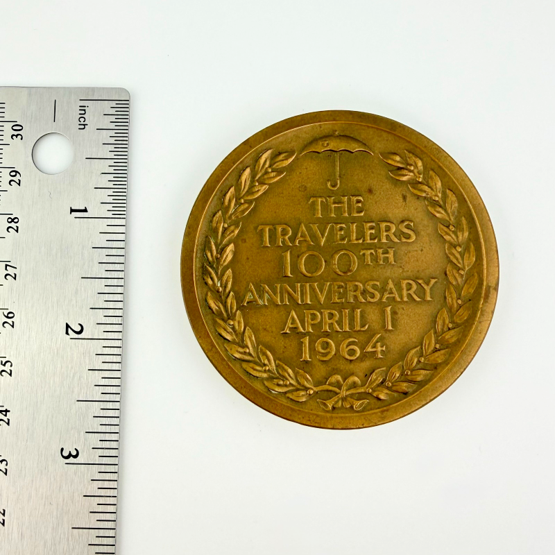 1964 Vintage Travelers Insurance Company Medal Token Medallic Art 100th Bronze