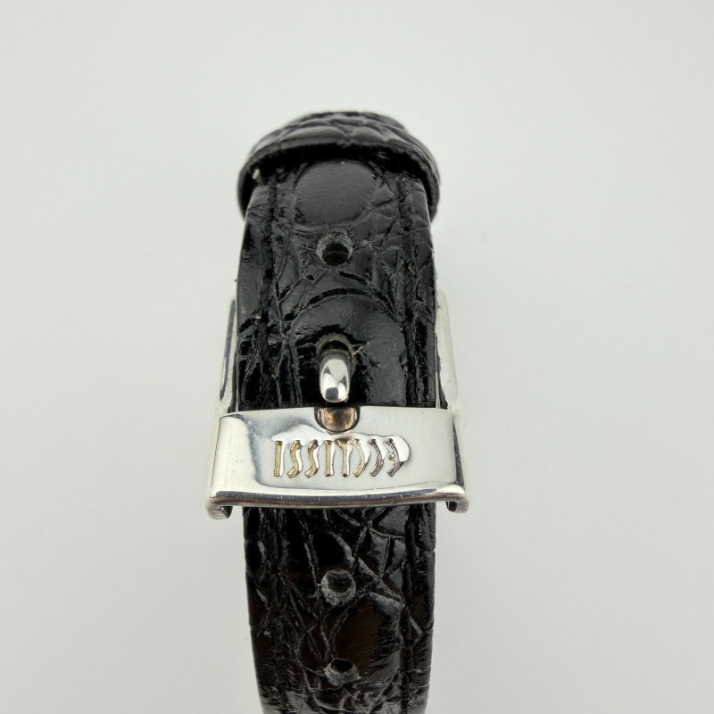 Ecclissi 2760 Sterling Silver 925 Rectangular Ladies Watch Black Strap 7.25"
