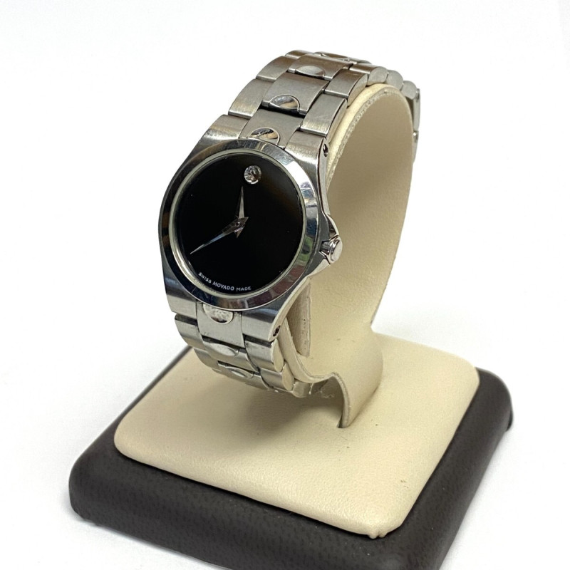 MOVADO Black Dial Stainless Steel Luxury Swiss Quartz Watch