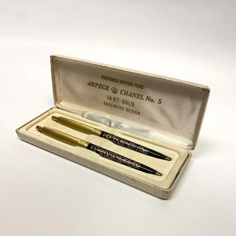 Vintage Perfumed Writing Pens Exclusive Arpege C H A N E L  5  Design 14kt Gold