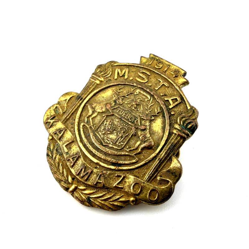 Vintage 1914 military pin M.S.T.A. Kalamazoo. Gustavo Fox Co.WWI MINI PIN.
