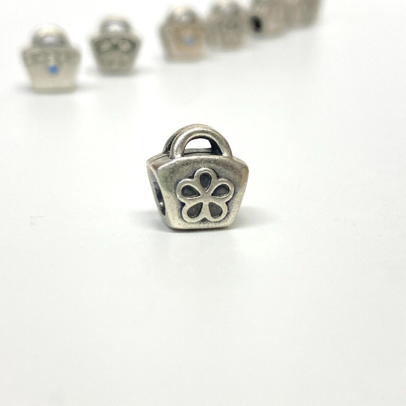 Authentic Pandora Silver Blue CZ Scalloped Purse Bead 790473CZB | RETIRED Authentic Pandora Silver Blue CZ Scalloped Purse Bead 790473CZB | RETIRED
