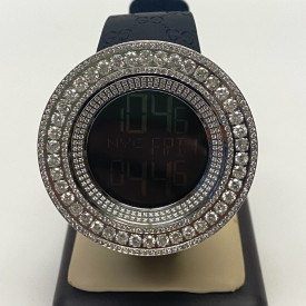 Men's GUCCI 114-2 Digital Watch Custom White Diamonds Bezel