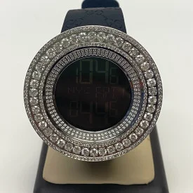 Men's GUCCI 114-2 Digital Watch Custom White Diamonds Bezel