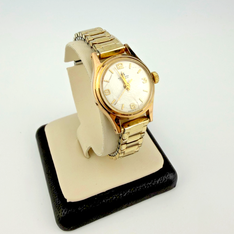 Vintage Bucherer 17 Jewels Swiss Ladies Watch Gold Speidel Bracelet 17250, 6 in