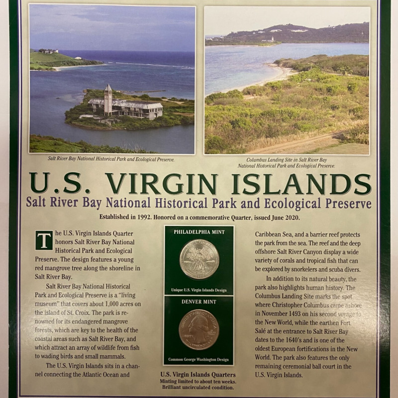 2 QUARTERS COINS 2020 & 2 STAMPS U.S. VIRGIN ISLAND