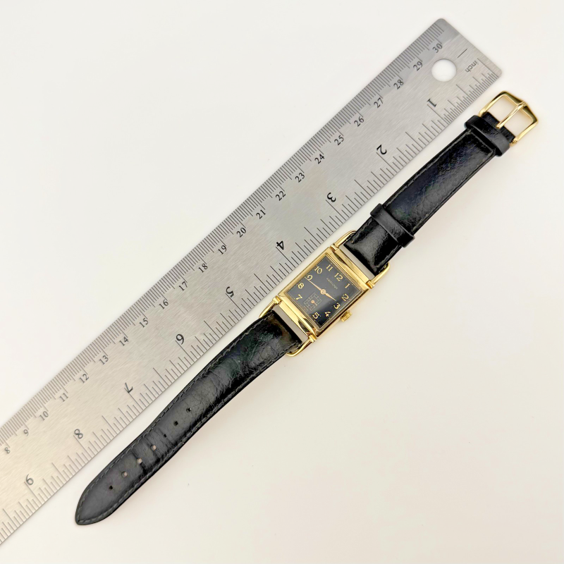 Hamilton Limited Edition No. 1791 Gold Rectangular Tank Watch Black Dial Swiss