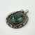 Vintage Sterling Silver Navajo Dark Green Round Pendant