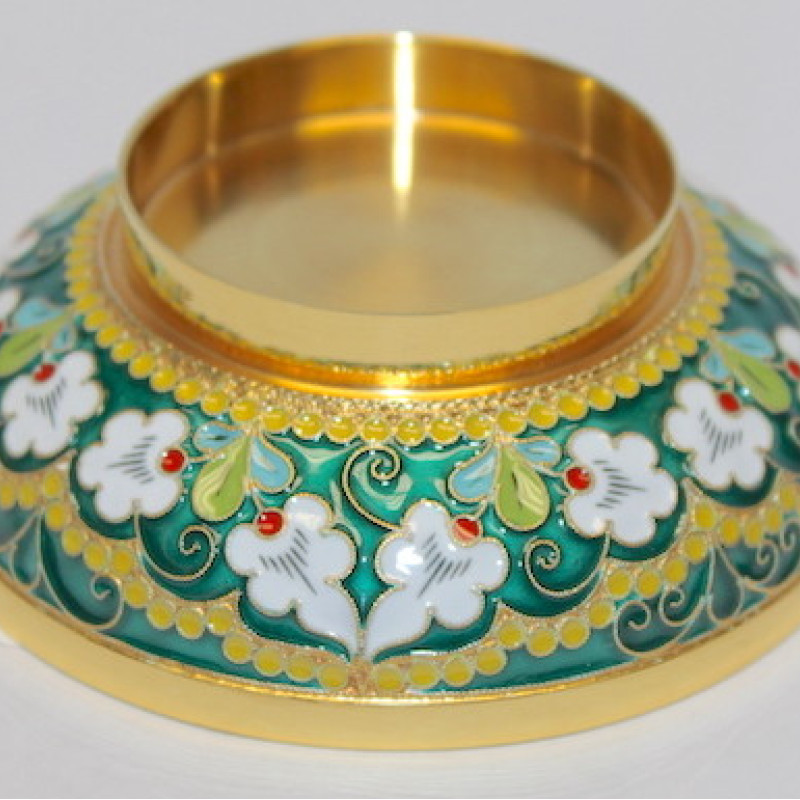 Beautiful Floral Russian silver 925 & 24k Gold Plated Bowl Enamel Filigree Beautiful Floral Russian silver 925 & 24k Gold Plated Bowl Enamel Filigree
