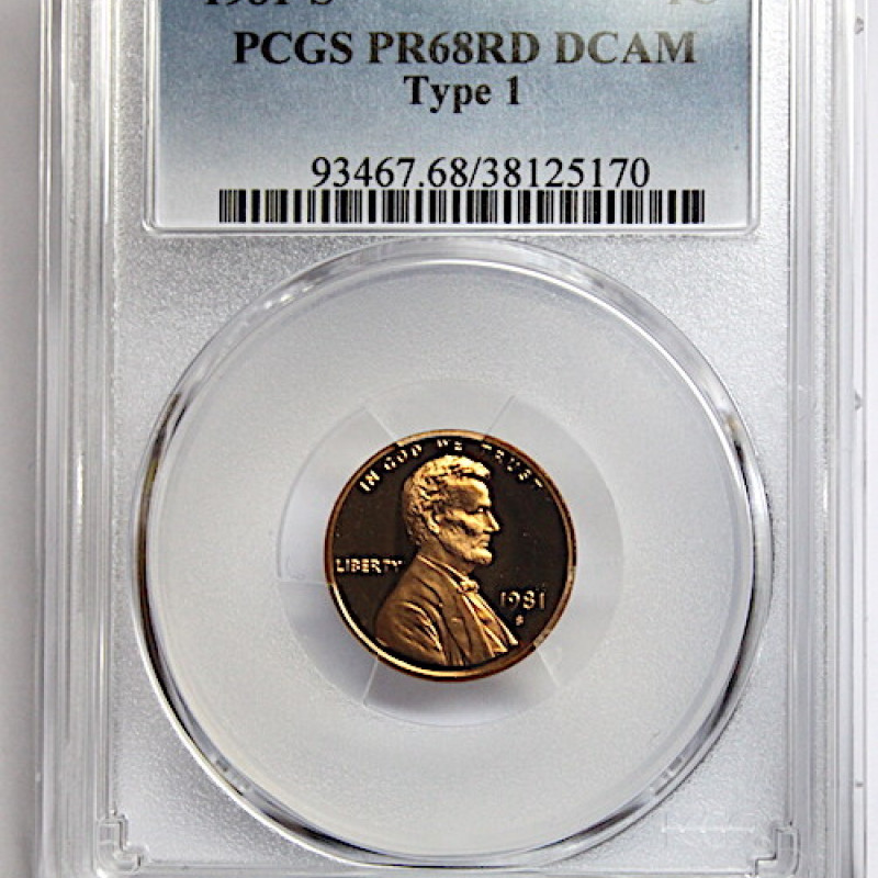 1981 S PCGS PR68DCAM TYPE 1 LINCOLN MEMORIAL PENNY 1C 