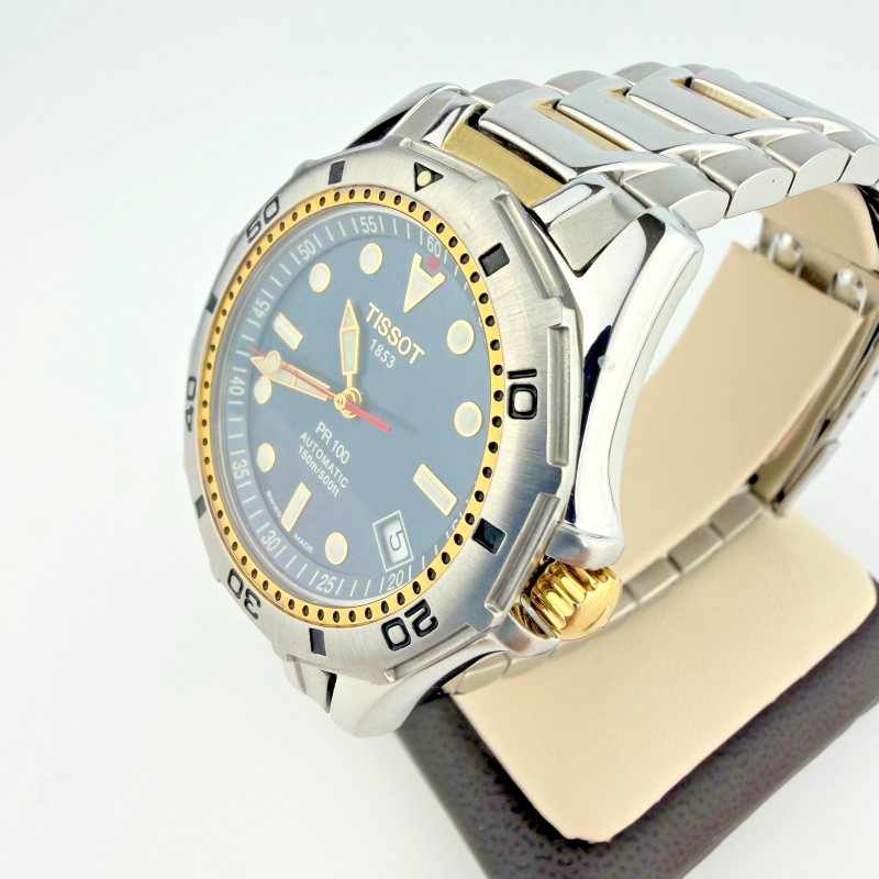Tissot PR 100 Automatic Blue Dial Two-Tone Diver Men's Watch Sapphire 150m