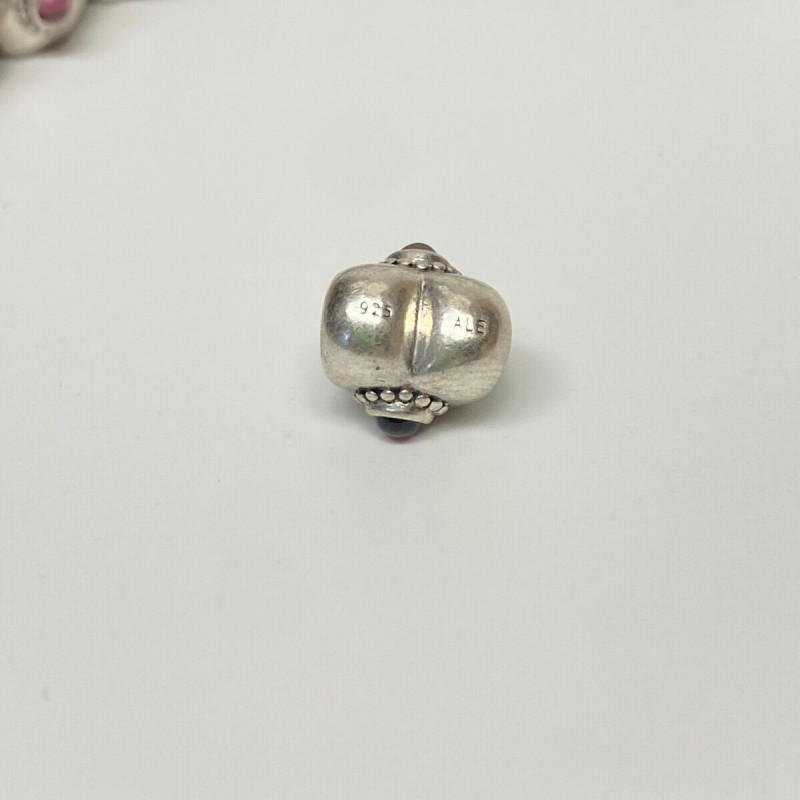 Pandora Heart Charm Retired Super Pretty Pink Rhodolite Sterling Silver 925 ALE Pandora Heart Charm Retired Super Pretty Pink Rhodolite Sterling Silver 925 ALE