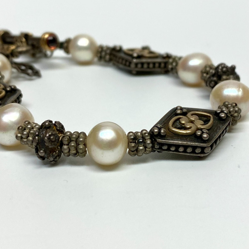 Elyse Ryan 925 Silver and 18K Gold Pearl Bracelet 7.5 in Elyse Ryan 925 Silver and 18K Gold Pearl Bracelet 7.5 in
