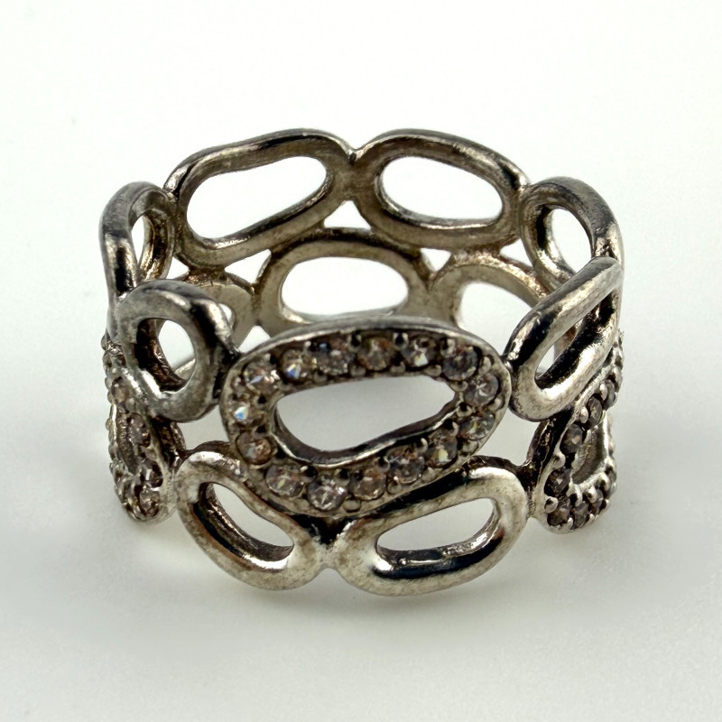 Pandora Circle of Friends Size 6.5 Clear/Champagne CZ & SS .925 Ring 190834CZ