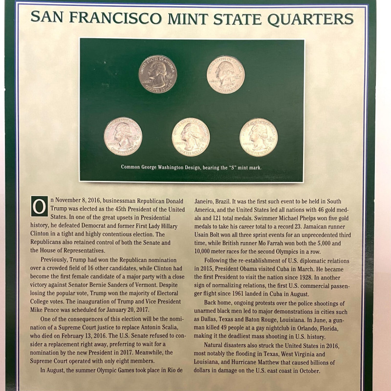 Limited-edition commemorative State Quarters, issued 2016. Brilliant condition