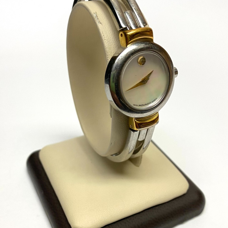 LADIES MOVADO Mother of Pearl TWO TONE BANGLE SWISS