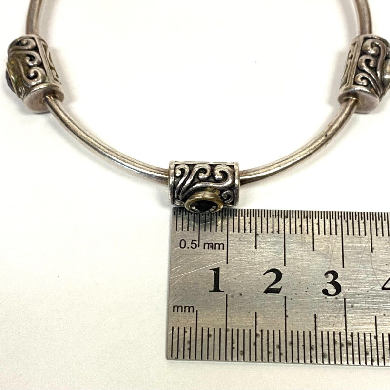 Vintage YJ 925 Sterling Silver & Round Black Onex Stones Bracelet Vintage YJ 925 Sterling Silver & Round Black Onex Stones Bracelet