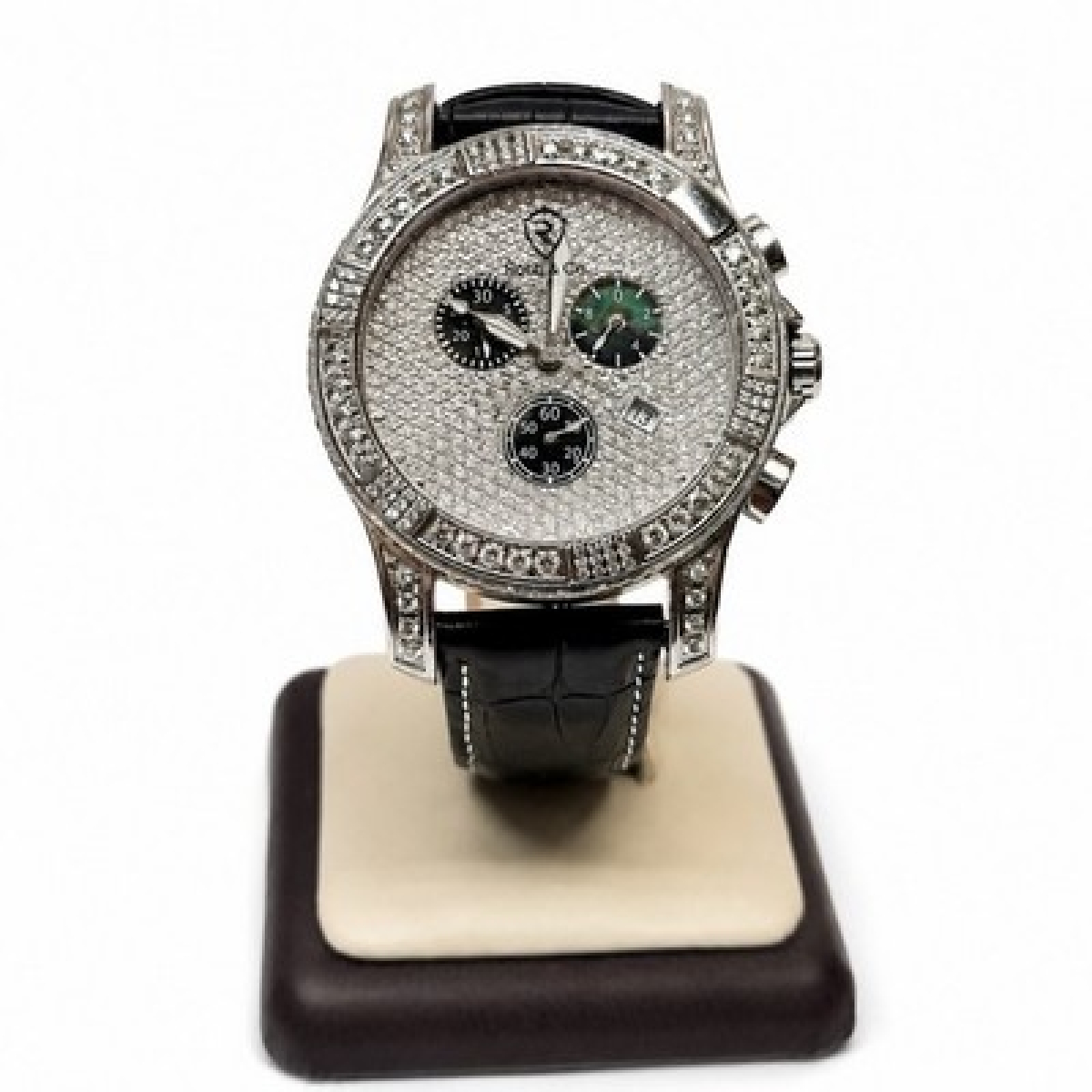 Robb & Co Swiss Chronograph 5.5 CT Genuine Diamond Sapphire Crystal Watch - Robb & Co