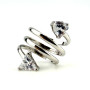 925 Sterling Silver Spiral Wrap Ring, 2 Triangular Cubic Zirconia Stones Size 5