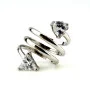 925 Sterling Silver Spiral Wrap Ring, 2 Triangular Cubic Zirconia Stones Size 5