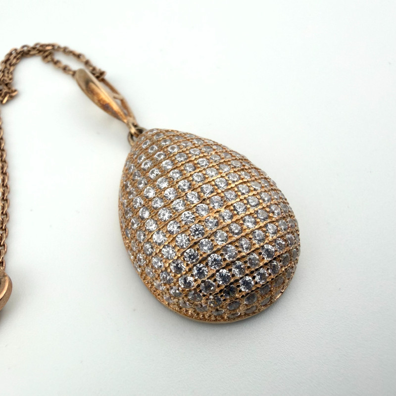 Elegant Rose Gold Plated 925 Sterling Silver Teardrop Pendant Necklace RCI Italy