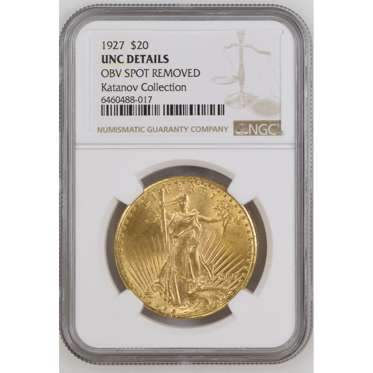 1927 US Gold $20 Saint-Gaudens Double Eagle NGC UNC DETAILS