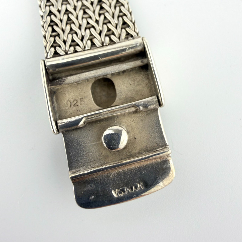 Rare Vintage John Hardy Silver Mesh Wide Buckle Women Bracelet 925 Woven Clasp