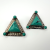 Vintage Dark Teal Turquoise Sterling Silver Triangle Stud Earrings Signed India