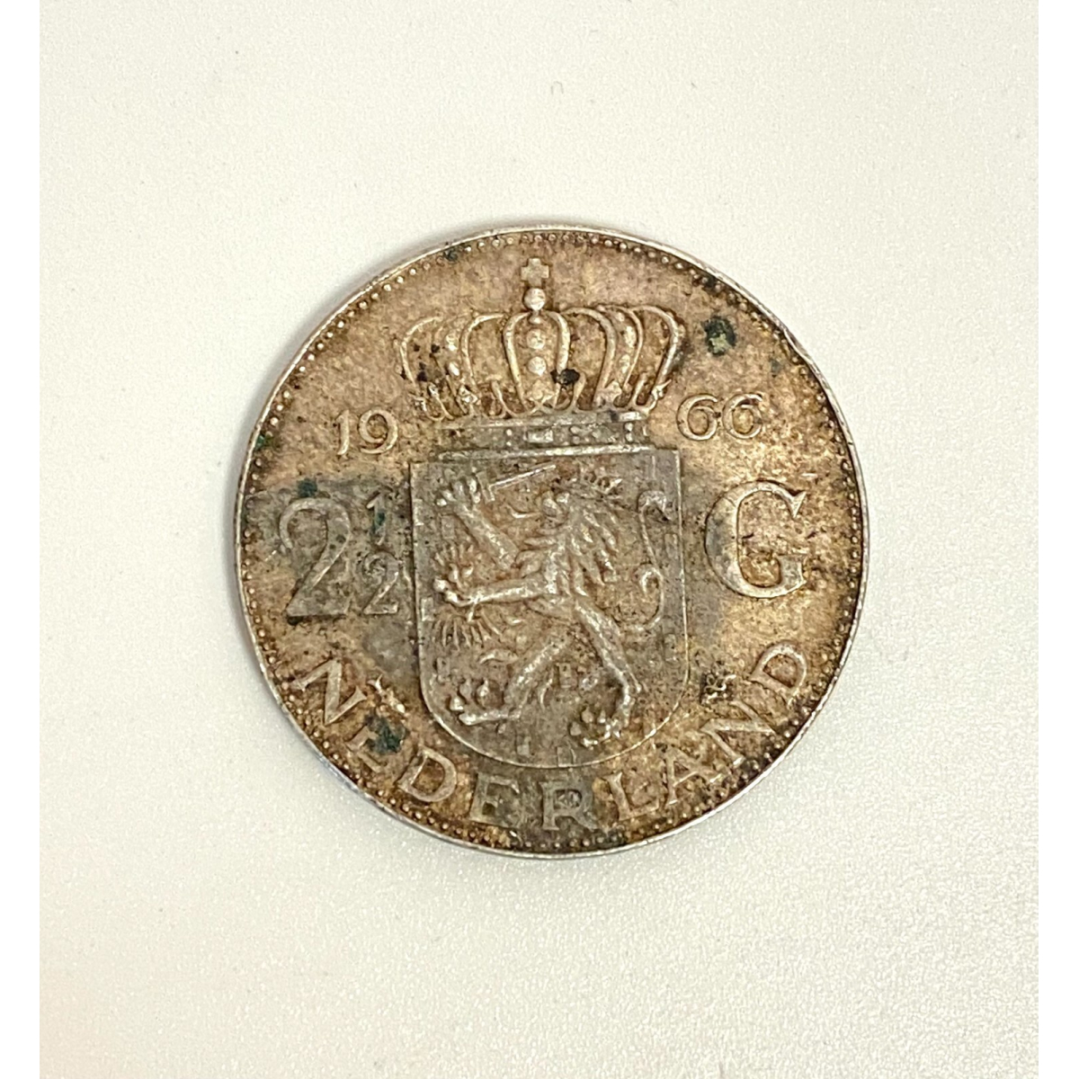 1966 2-1/2 Gulden Silver Coin, Netherlands, Queen Juliana