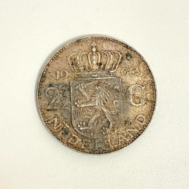 1966 2-1/2 Gulden Silver Coin, Netherlands, Queen Juliana