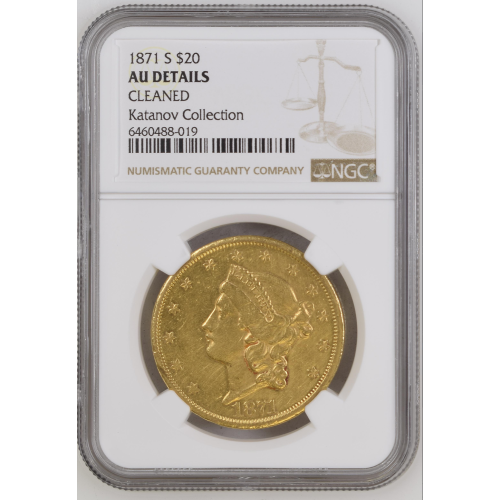 1871-S $20 Liberty Head Gold Double Eagle NGC AU DETAILS 1871-S $20 Liberty Head Gold Double Eagle NGC AU DETAILS