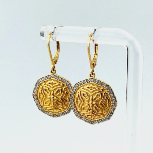 Sterling Silver Gold Plated Celtic Knot Earrings with Real Diamonds EA 925 China