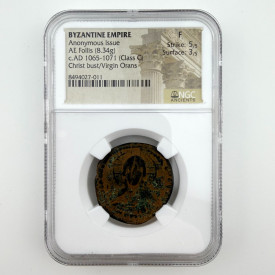 BYZANTINE EMPIRE Anonymous Issue AE Follis (Class G) Christ bust/Virgin