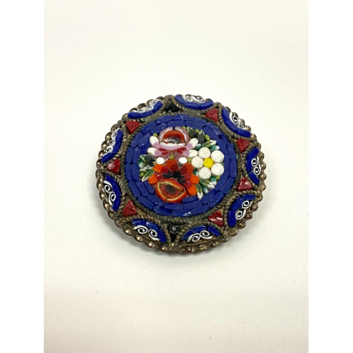 Vintage Villani Italy Pin Brooch Micro Mosaic Millefiori Flowers Vintage Villani Italy Pin Brooch Micro Mosaic Millefiori Flowers