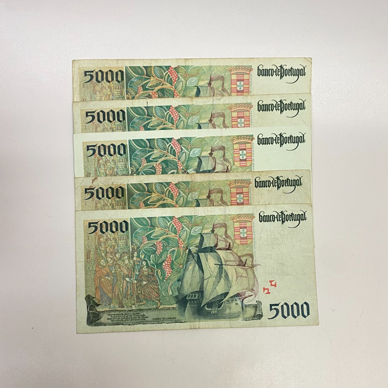 Portugal 5000 Escudos 1995x2, 1996, 1997, 1998 Bills Portugal 5000 Escudos 1995x2, 1996, 1997, 1998 Bills