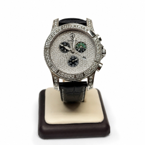 Robb & Co Swiss Chronograph 5.5 CT Genuine Diamond Sapphire Crystal Watch