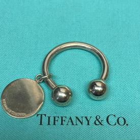 Vintage Tiffany & Co. Sterling Silver Key Chain Ring Round Charm No Box Pouch