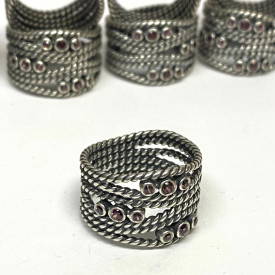 Designer Pandora Sterling Silver Hidden Romance Rhodolite Wrap Ring, Size 7