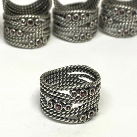 Designer Pandora Sterling Silver Hidden Romance Rhodolite Wrap Ring, Size 7
