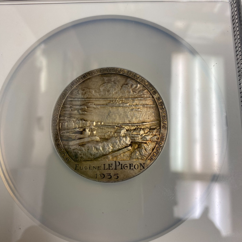 1935-Dated France Silver Cherbourg-Commerce Servant - (50mm) NGC AU 58