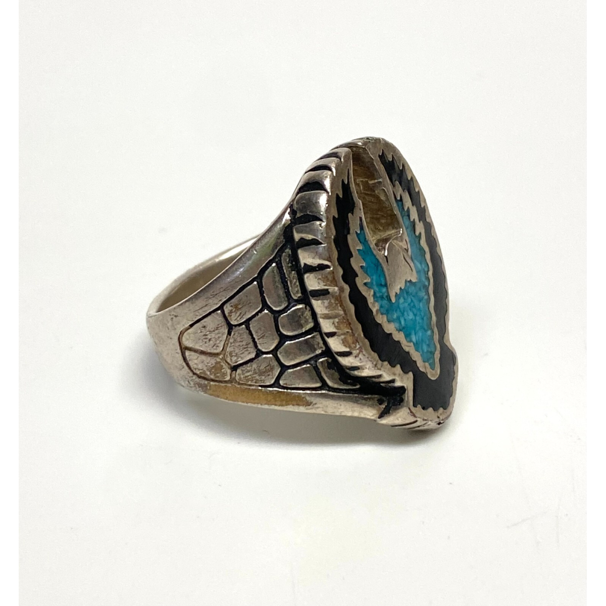 Vintage Stainless Steel Size 11 Eagle Inlay Ring