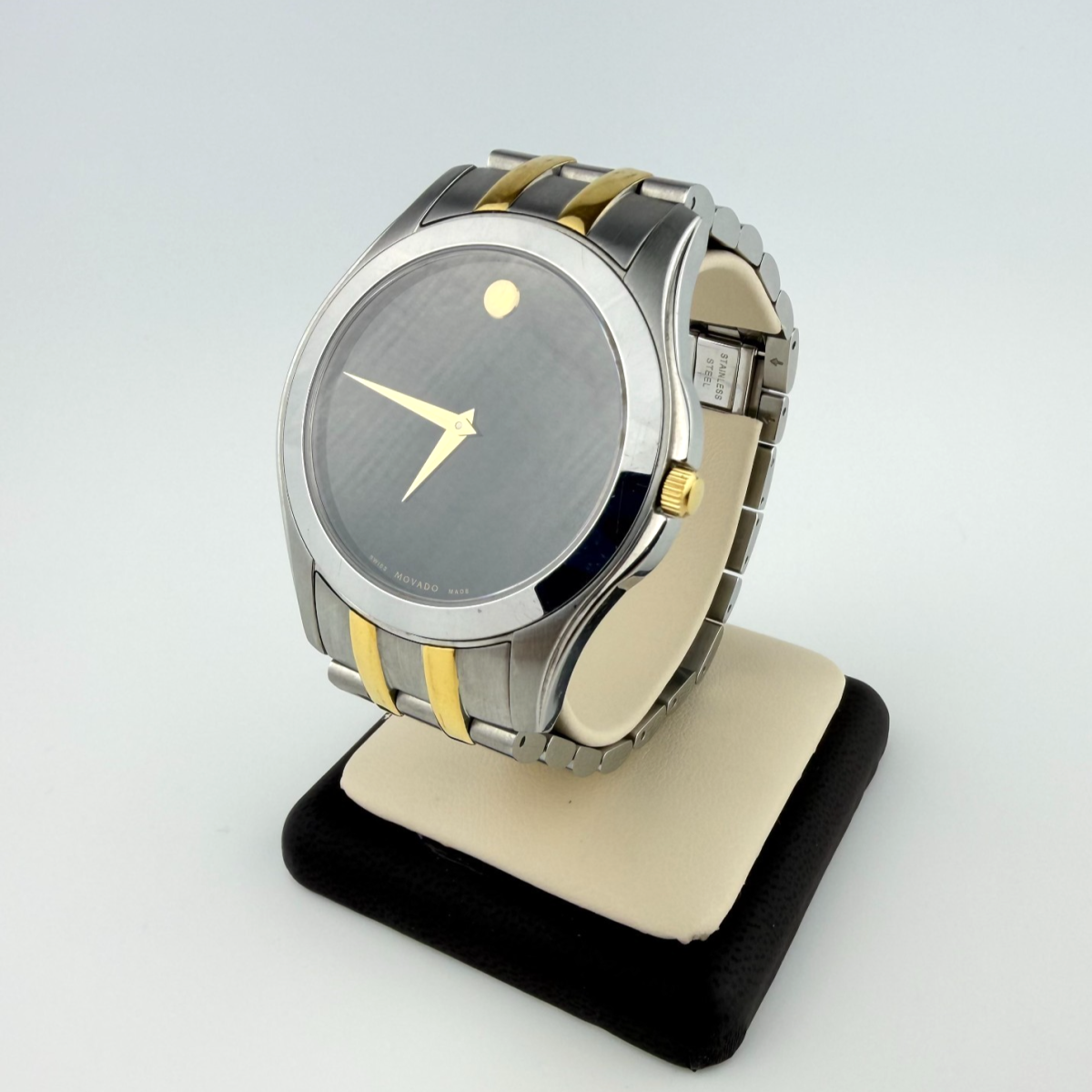 Movado Museum Two Tone Stainless Steel Men's Watch Black Dial 40 mm