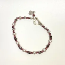 ML Sterling Silver 925 Pink Faceted Glass Stylish bead Bracelet