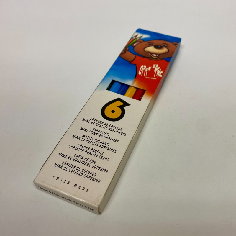 Caran d'Ache 6 Colour Pencils Kids Set Bear Packaging NEW REF 118.406 | 074066