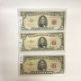3 pieces 1963 - 5$ Federal Reserve Note Five Dollar Red Seal Circulated